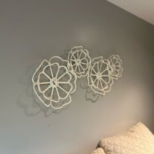 Light paper mache wrapped metal . Wall art